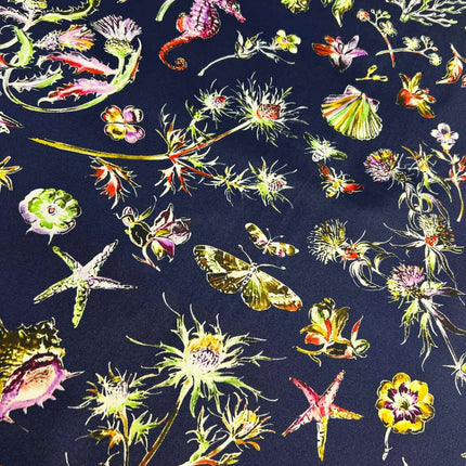 DIOR REVERSIBLE PRINTED SQUARE SCARF 90 CM IN NAVY BLUE SILK 735869