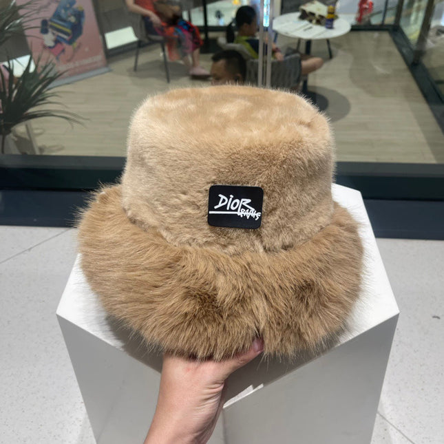 PLUSH FISHERMAN HAT IN CAMEL BEIGE RABBIT FUR 426097