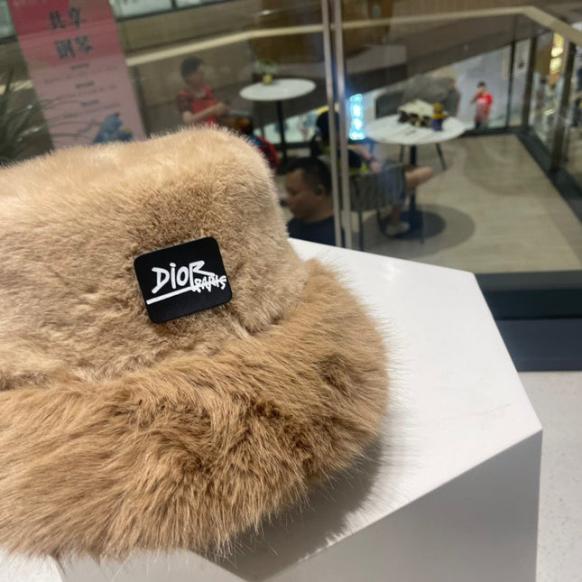 PLUSH FISHERMAN HAT IN CAMEL BEIGE RABBIT FUR 426097