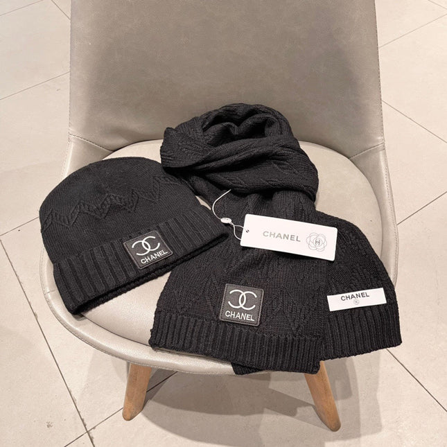 SET BEANIE HAT AND SCARF BLACK 427886