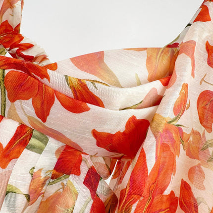 LANTERN SLEEVE MINI DRESS 25S IN SILK 266357