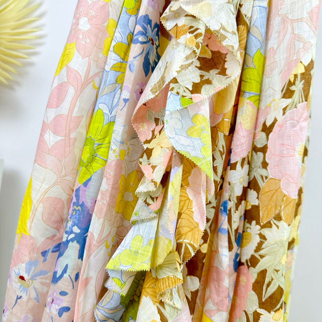 RUFFLED-SLEEVE PRINTED MIDI DRESS 254607