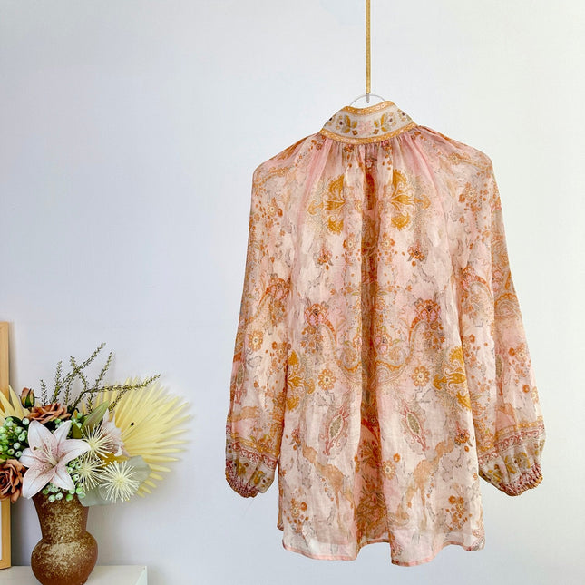 ZIMMERMANN HIGH-NECK FLARE-SLEEVE TOP 270178