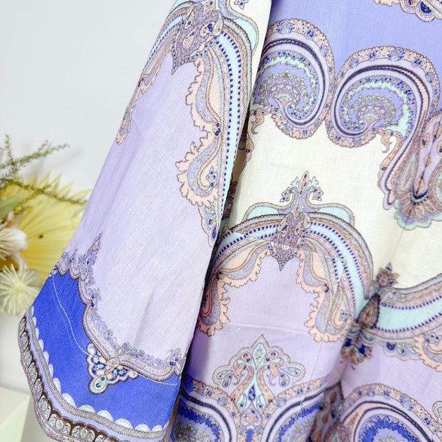 V-NECK PRINTED DRESS BACK ZIPPER