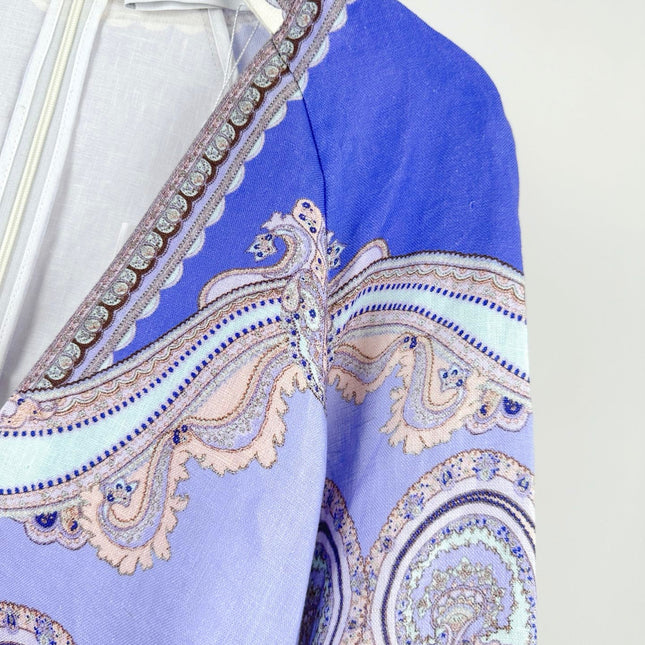 V-NECK PRINTED DRESS BACK ZIPPER