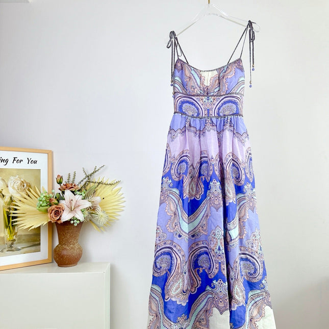 SPAGHETTI STRAP PRINTED MAXI DRESS