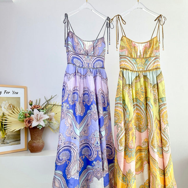 SPAGHETTI STRAP PRINTED MAXI DRESS