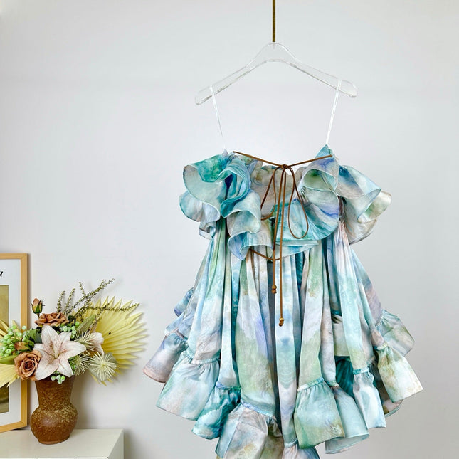 ZIMMERMANN PLEATED SILK MINI SKIRT 270236