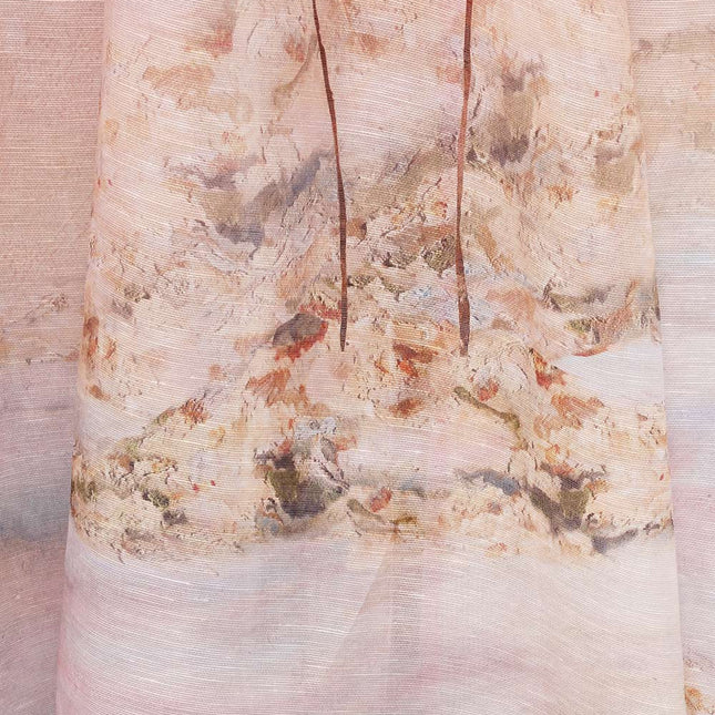 ZIMMER SILK MIDI DRESS IN PASTEL BLUE-GREEN AND LIGHT PURPLE