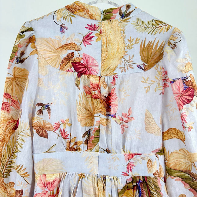 LONG-SLEEVE FLORAL PRINT DRESS