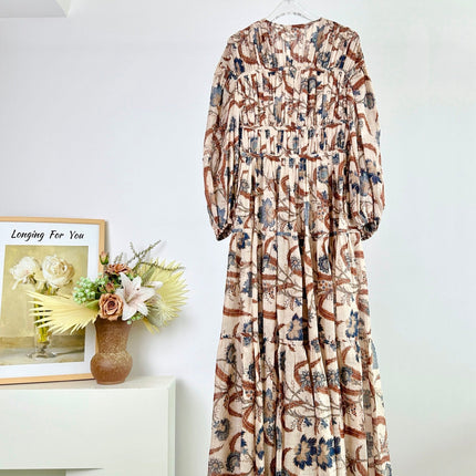 ZIMMERMANN TIERED PLEATED MIDI DRESS 270241