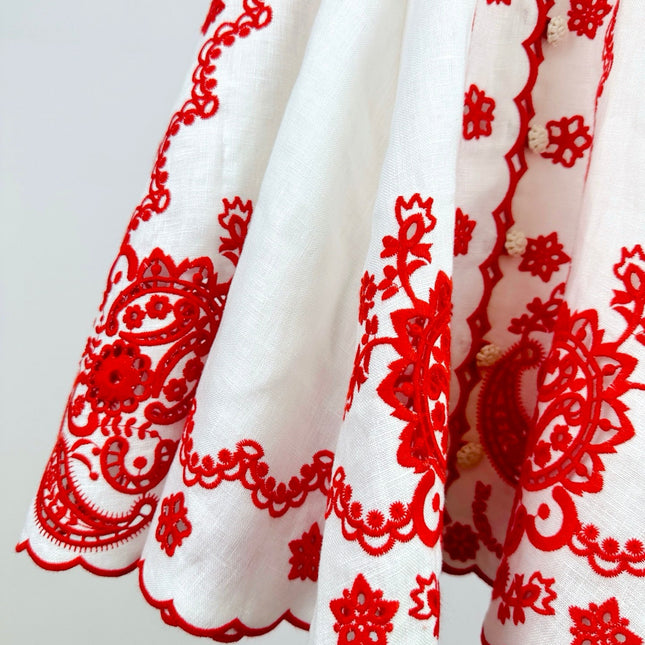 ZIMMERMANN EMBROIDERED SHORT-SLEEVE MINI DRESS 270267