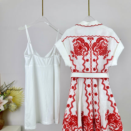 ZIMMERMANN EMBROIDERED SHORT-SLEEVE MINI DRESS 270267