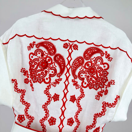 ZIMMERMANN EMBROIDERED SHORT-SLEEVE MINI DRESS 270267