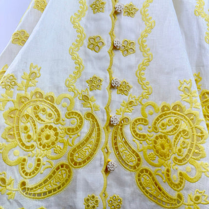 ZIMMERMANN EMBROIDERED SHORT-SLEEVE MINI DRESS 270269