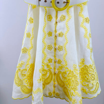 ZIMMERMANN EMBROIDERED SHORT-SLEEVE MINI DRESS 270269