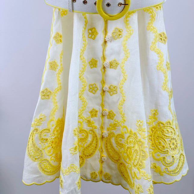 ZIMMERMANN EMBROIDERED SHORT-SLEEVE MINI DRESS 270269