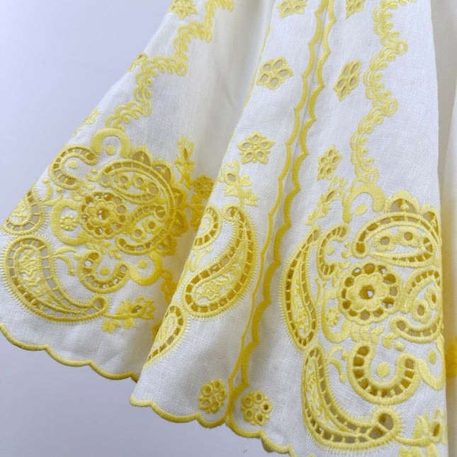 ZIMMERMANN EMBROIDERED SHORT-SLEEVE MINI DRESS 270269