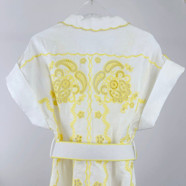 ZIMMERMANN EMBROIDERED SHORT-SLEEVE MINI DRESS 270269