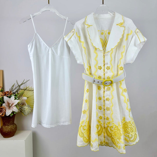 ZIMMERMANN EMBROIDERED SHORT-SLEEVE MINI DRESS 270269