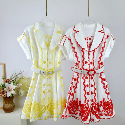 ZIMMERMANN EMBROIDERED SHORT-SLEEVE MINI DRESS 270269