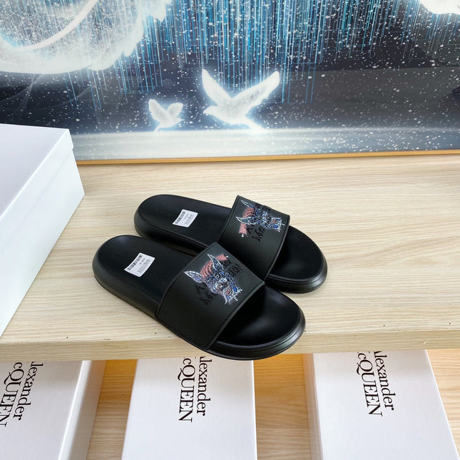 SLIDES SANDAL IN BLACK TPU WITH 3D FANTASY ANIMAL STRAP