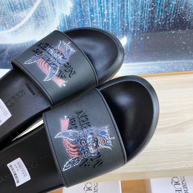 SLIDES SANDAL IN BLACK TPU WITH 3D FANTASY ANIMAL STRAP