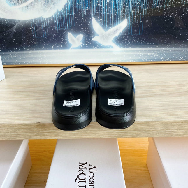 SLIDES SANDAL IN BLACK TPU GREY STRAP WITH LOGO GRAPHIC