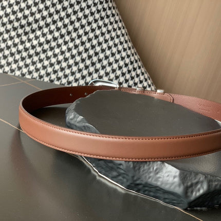 BELT 25MM MEDIUM WESTERN IN DARK BROWN CALFSKIN SILVER BUCKLE