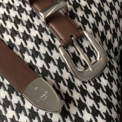 BELT 25MM MEDIUM WESTERN IN DARK BROWN CALFSKIN SILVER BUCKLE