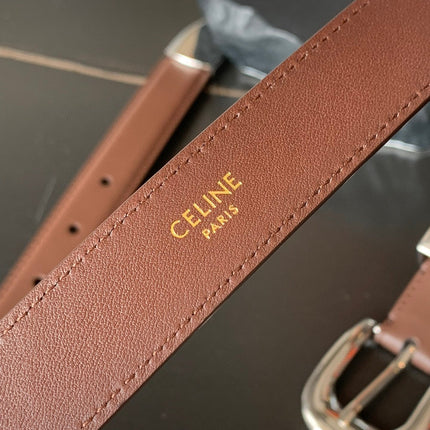 BELT 25MM MEDIUM WESTERN IN DARK BROWN CALFSKIN SILVER BUCKLE