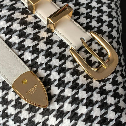 BELT 25MM MEDIUM WESTERN IN IVORY CALFSKIN GOLD BUCKLE