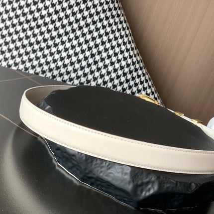 BELT 25MM MEDIUM WESTERN IN IVORY CALFSKIN GOLD BUCKLE