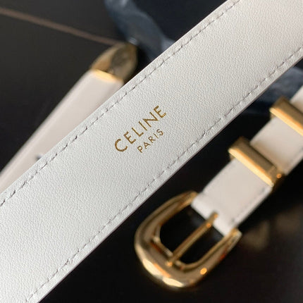 BELT 25MM MEDIUM WESTERN IN IVORY CALFSKIN GOLD BUCKLE