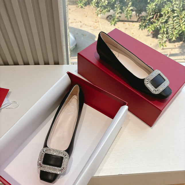 BELLE VIVIER BALLERINAS IN BLACK SMOOTH LAMBSKIN