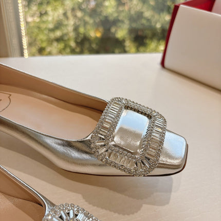BELLE VIVIER BALLERINAS IN SILVER METALLIC SMOOTH LAMBSKIN
