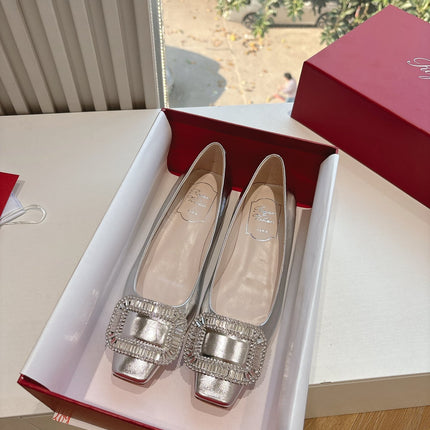 BELLE VIVIER BALLERINAS IN SILVER METALLIC SMOOTH LAMBSKIN