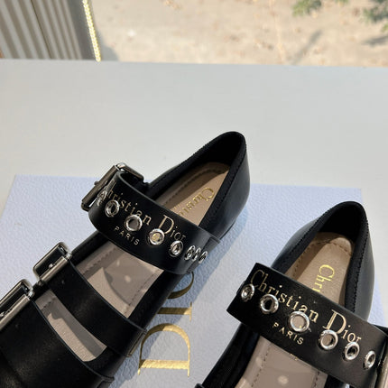 PUNK BALLET FLAT IN BLACK SUPPLE CALFSKIN