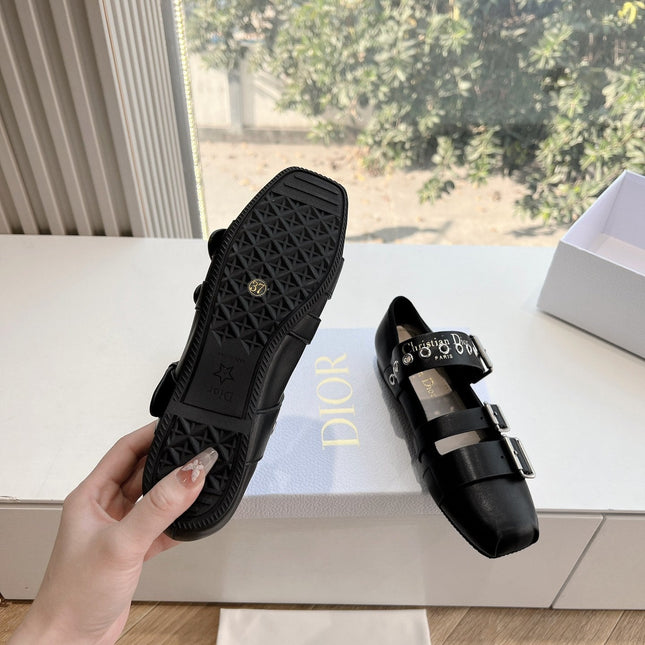 PUNK BALLET FLAT IN BLACK SUPPLE CALFSKIN