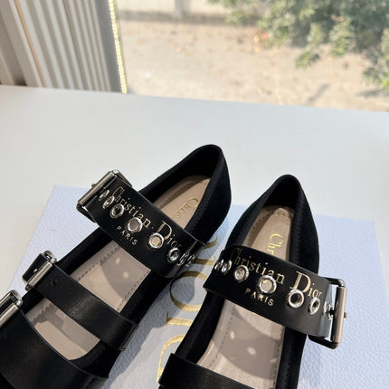 PUNK BALLET FLAT IN BLACK SUEDE AND SUPPLE CALFSKIN