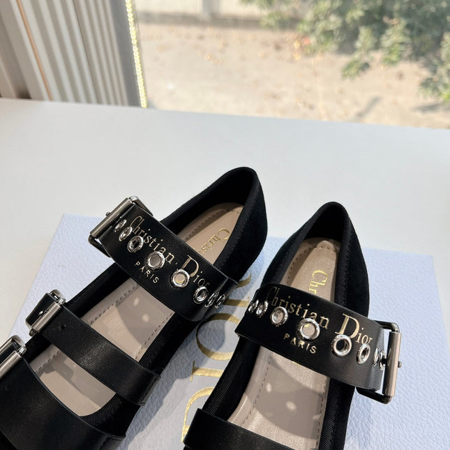 PUNK BALLET FLAT IN BLACK SUEDE AND SUPPLE CALFSKIN