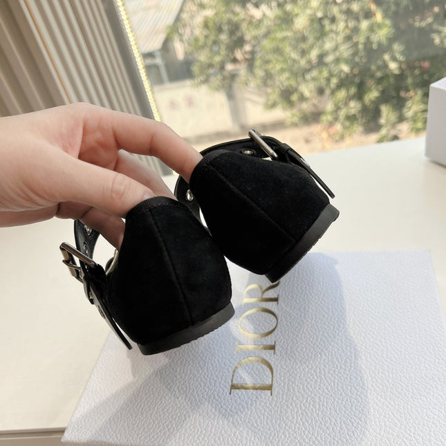 PUNK BALLET FLAT IN BLACK SUEDE AND SUPPLE CALFSKIN