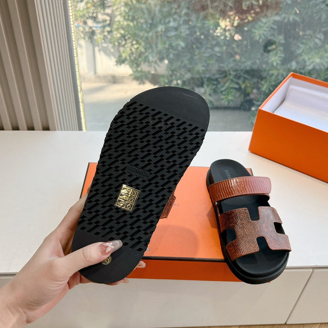 CHYPRE SANDAL IN PECAN BROWN LIZARD SKIN