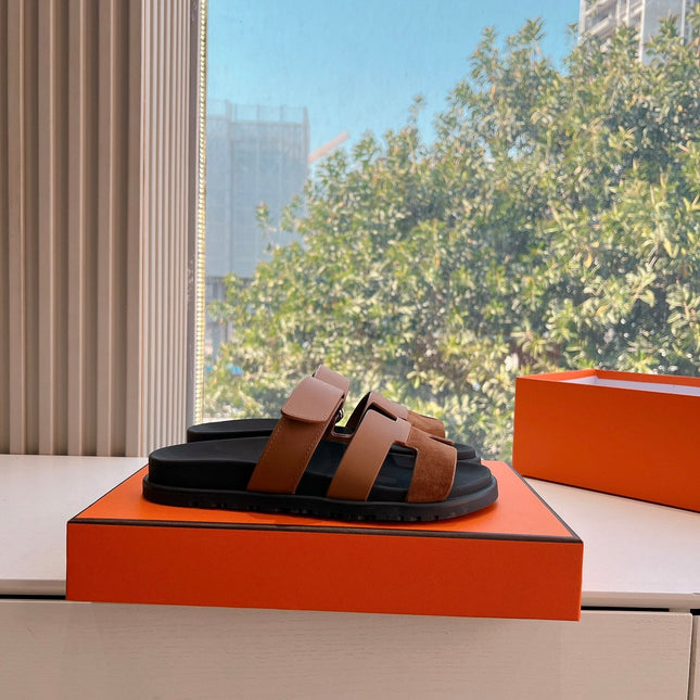 CHYPRE SANDAL IN BRONZE BROWN SUEDE AND CALFSKIN