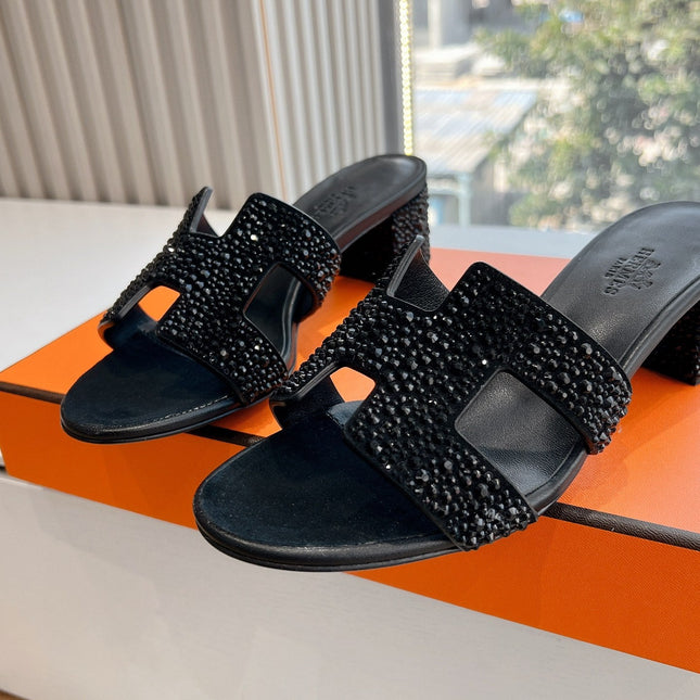 0ASIS SANDAL IN BLACK SUEDE WITH CRYSTALS