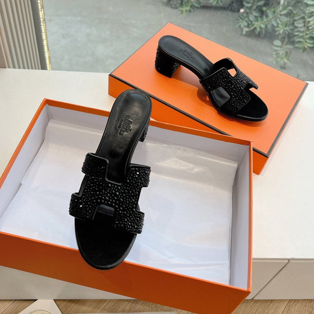 0ASIS SANDAL IN BLACK SUEDE WITH CRYSTALS