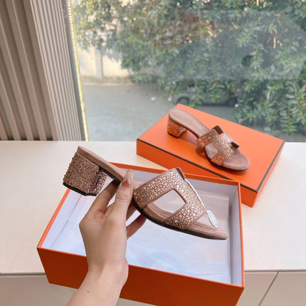 0ASIS SANDAL IN BLUSH PINK SUEDE WITH CRYSTALS