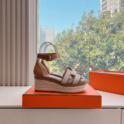 ELDA ESPADRILLE IN WHITE FABRIC AND BRONZE BROWN CALFSKIN