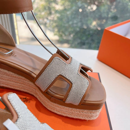 ELDA ESPADRILLE IN WHITE FABRIC AND BRONZE BROWN CALFSKIN