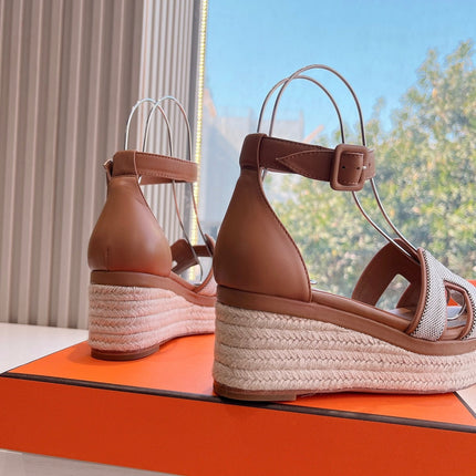 ELDA ESPADRILLE IN WHITE FABRIC AND BRONZE BROWN CALFSKIN